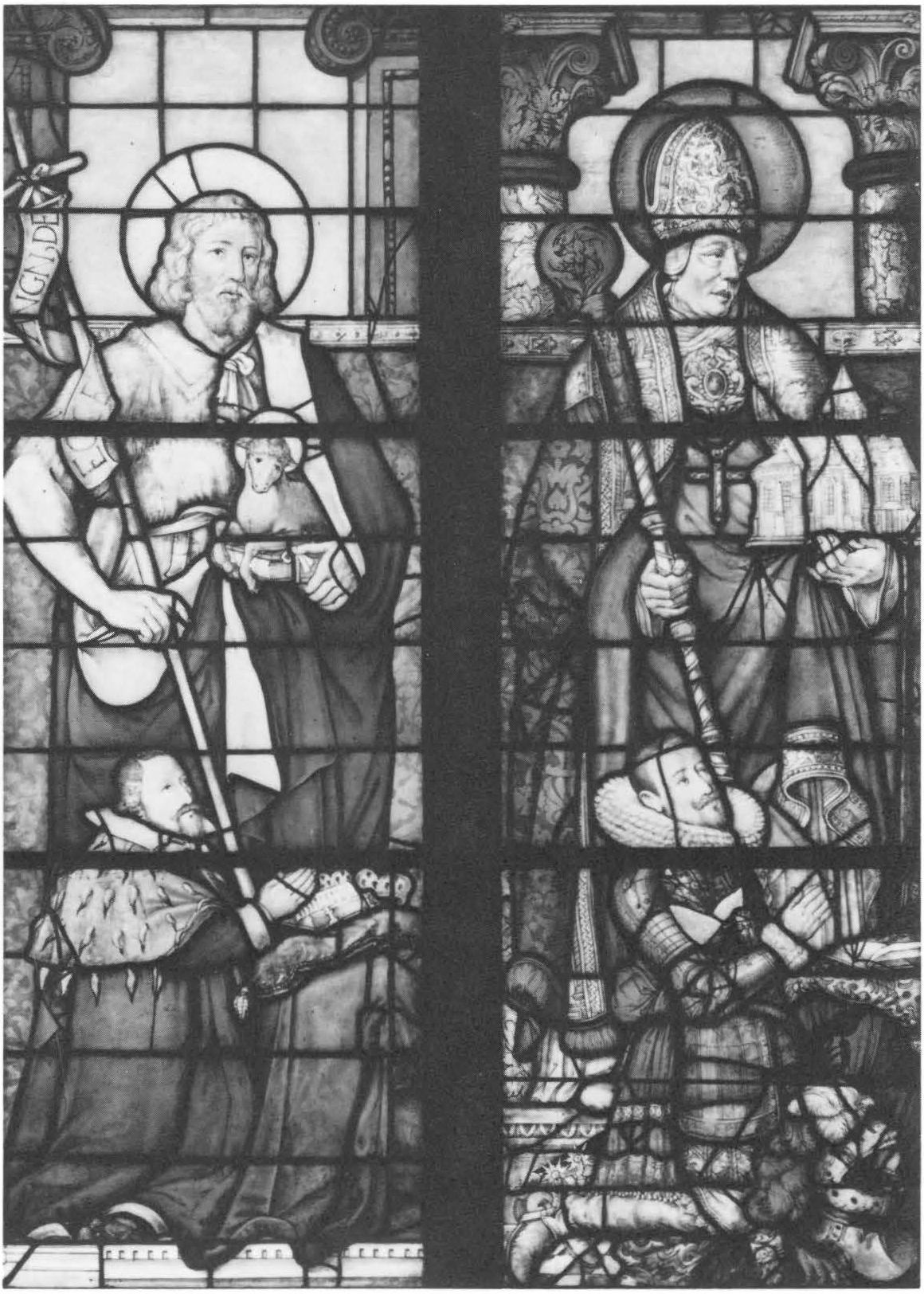 Double Light Window with Donors and Patron Saints