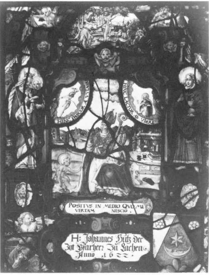 Figure of Saint Augustine, with the Arms of Johannes Hutz of Lachen