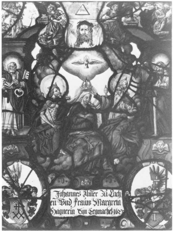 The Coronation of the Virgin, with the Arms of Johannes Ummer of Lachen and His Wife