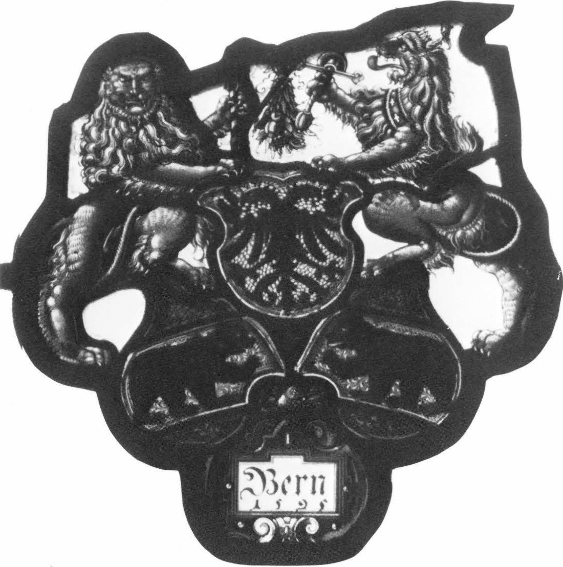 Heraldic Fragment with the Arms of the Holy Roman Empire and the Canton of Bern