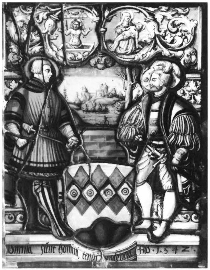 Heraldic Panel with Two Gentlemen