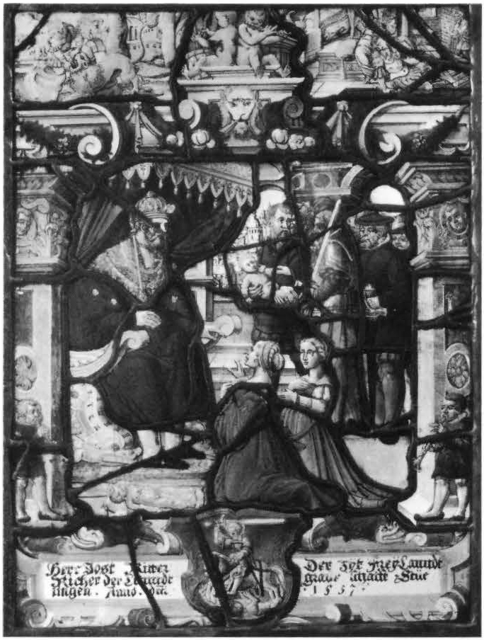 Heraldic Panel: Arms of Ritier, and the Judgment of Solomon