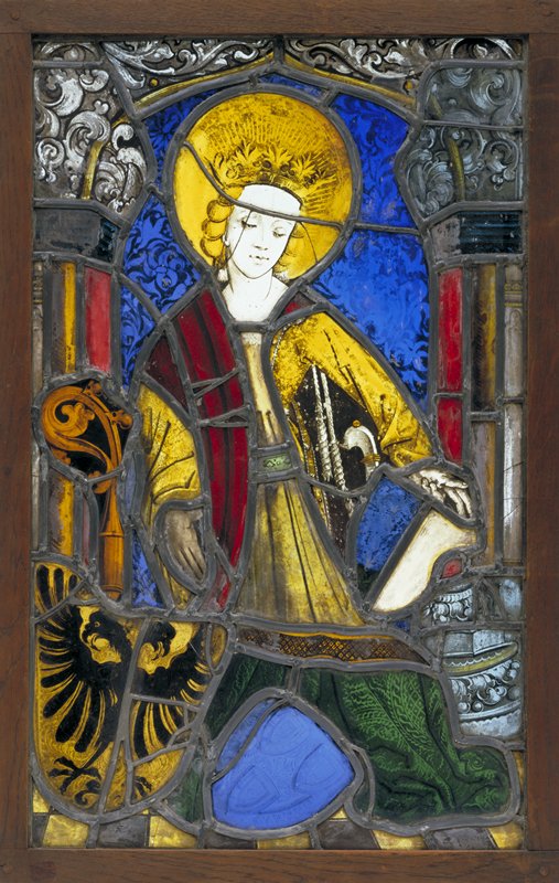 Crowned Female Saint with Cloak and Knife