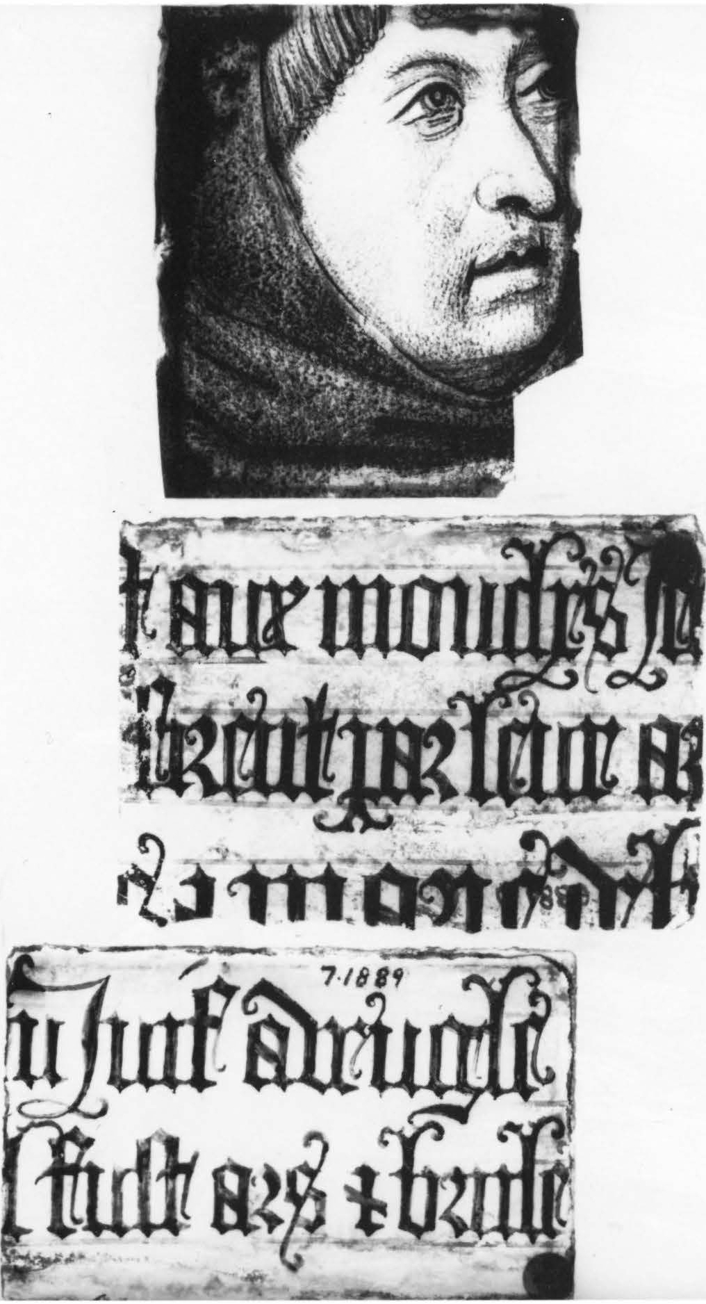 Three Fragments with Head of Monk