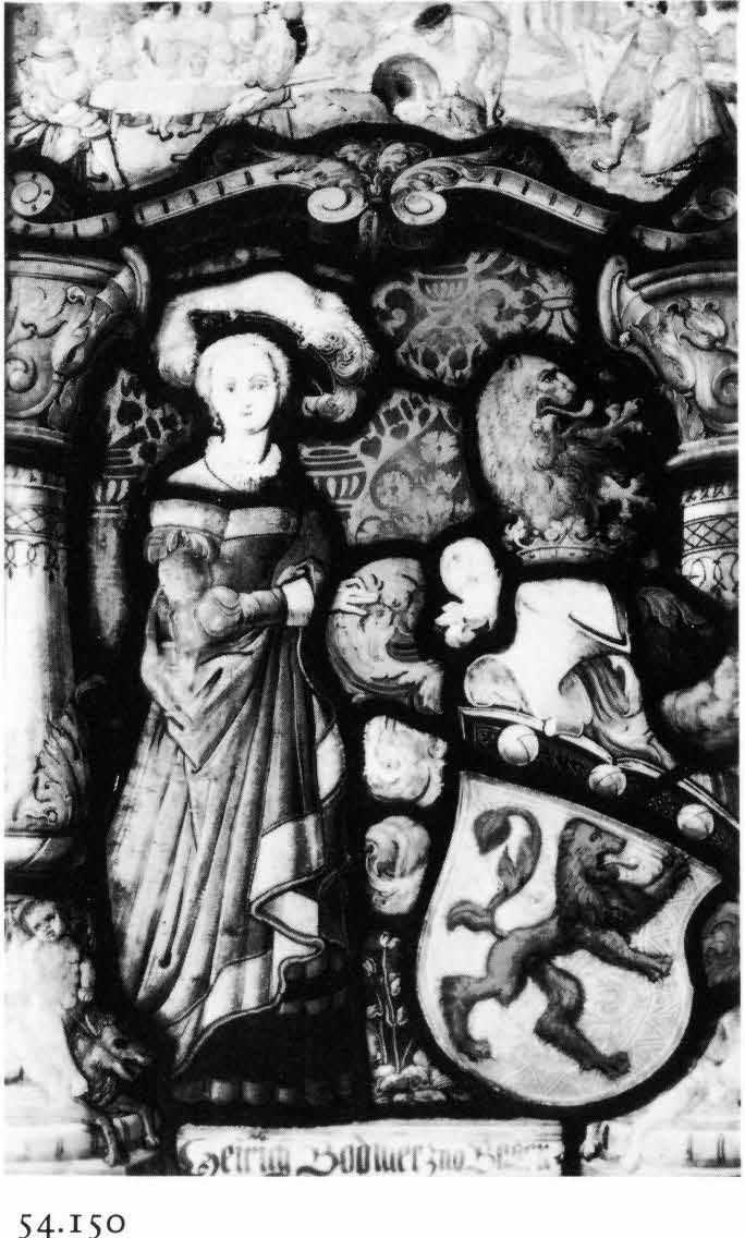 A Lady and a Feasting Scene with the Arms of Bodmer